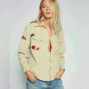 Free People Harley Embroidered Corduroy Shirt Size X-Small